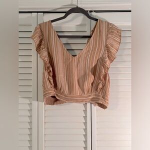 American Eagle crop top. Gold and white strips, size- large